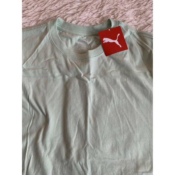 Women’s T-Shirt Size M PUMA Oversize Jock Tag Tee Mist Green - Dark Deni TD29009 - Picture 9 of 11